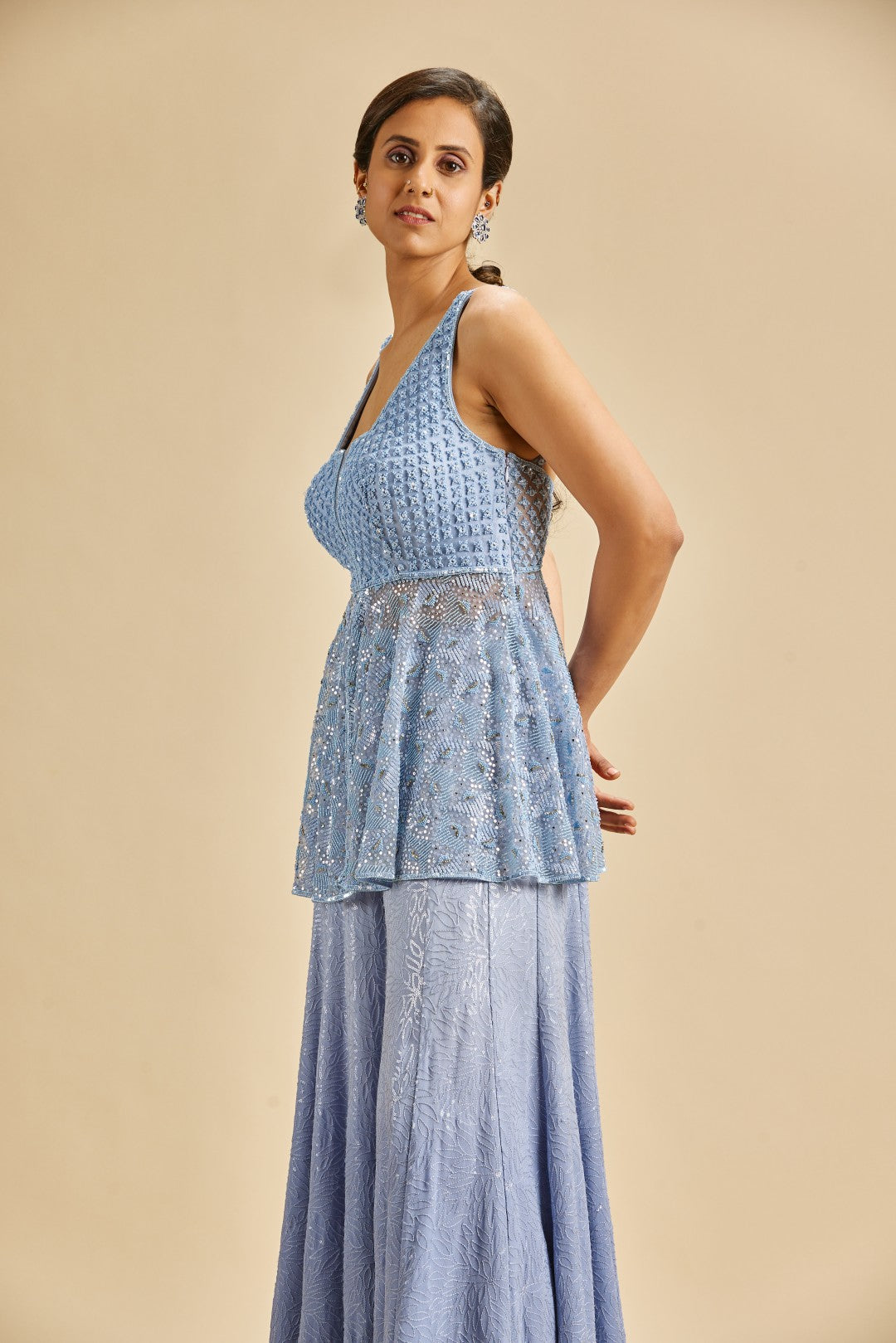 INK BLUE OMBRE SHARARA SET