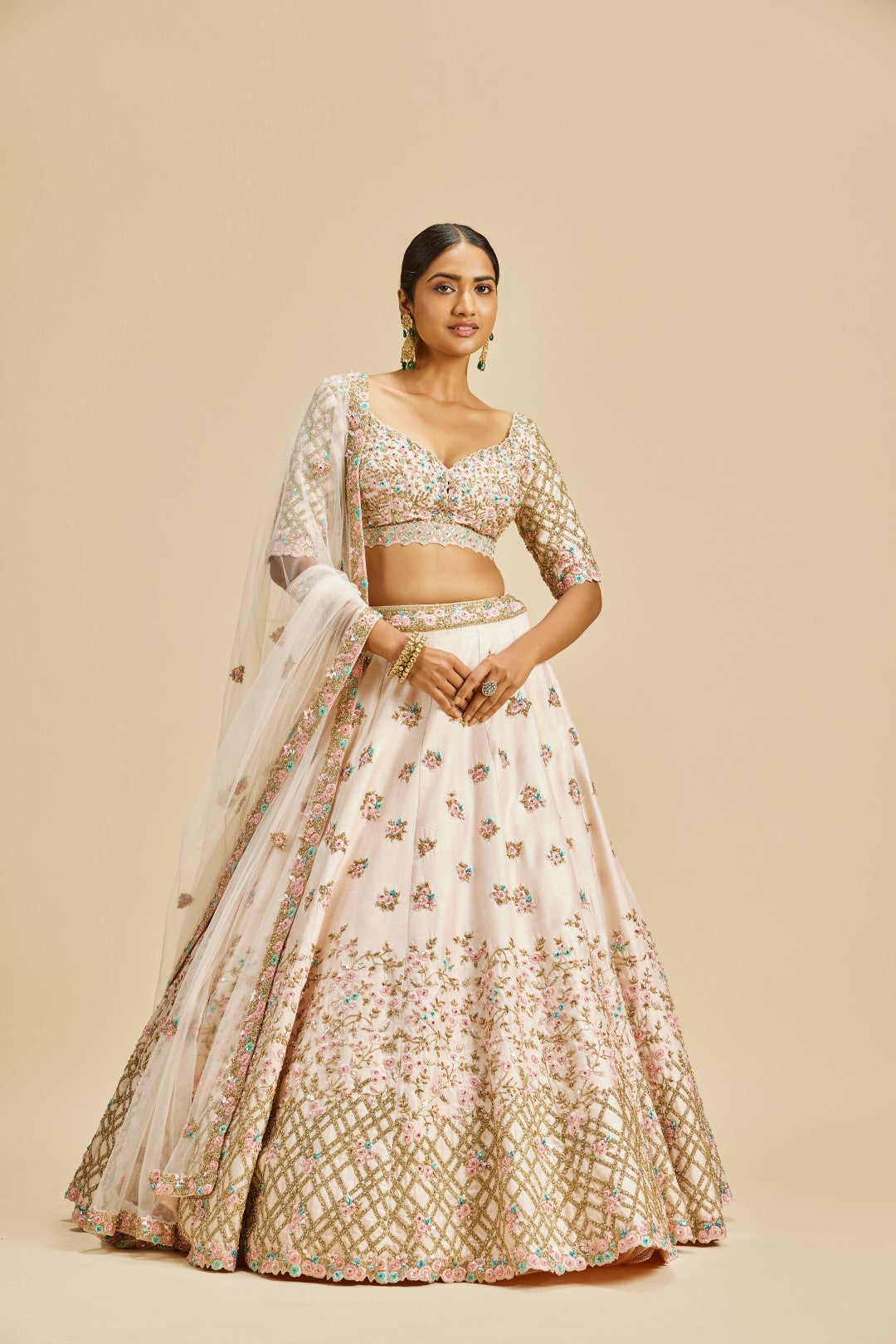 BLUSH PINK RAW SILK LEHENGA CHOLI SET