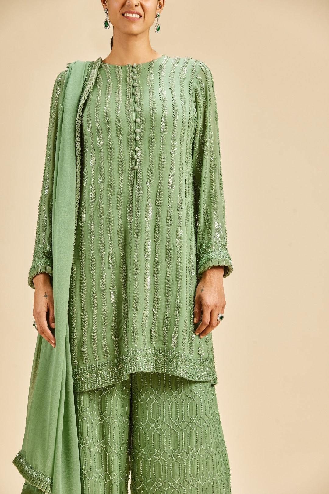 OLIVE GREEN PALAZZO SET
