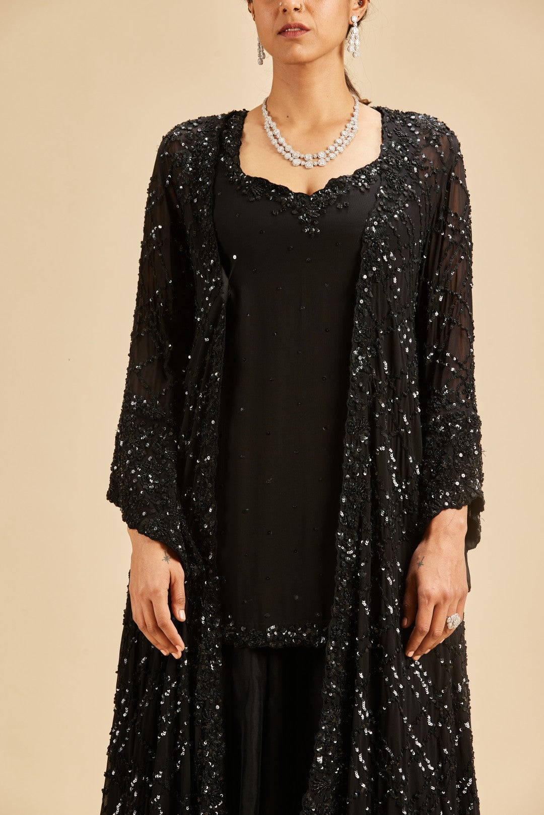 BLACK SHARARA WITH JACKET