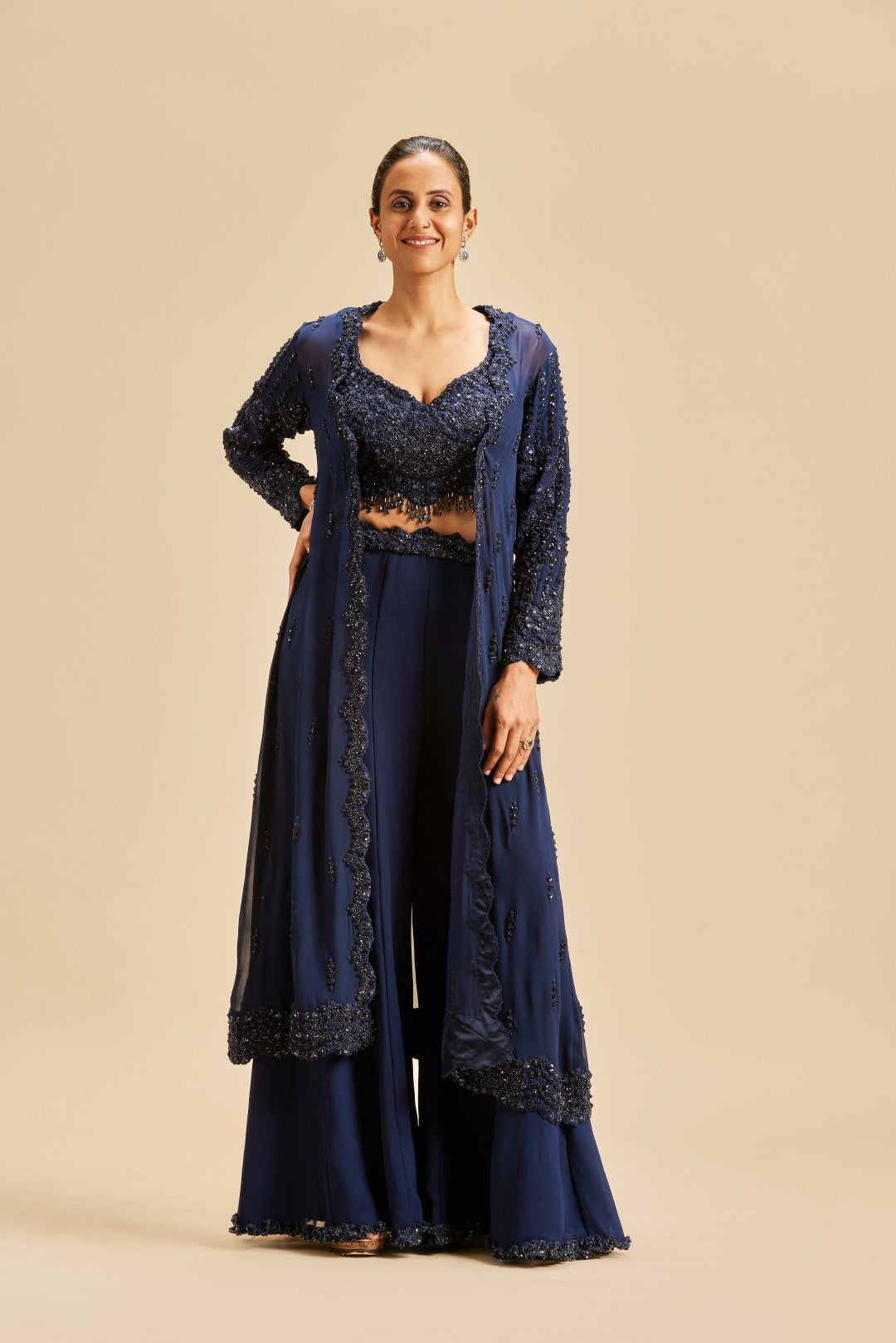 NAVY BLUE SHARARA WITH JACKET