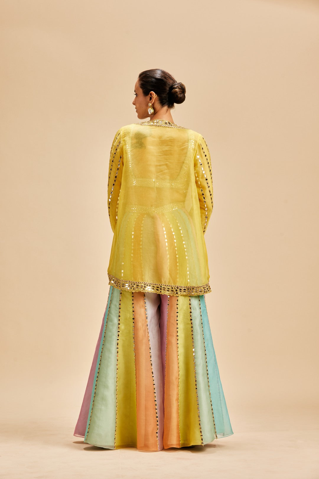 MULTI COLOUR MIRROR WORK SHARARA WITH JACKET