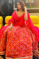 Anulika Choudhary in Coral Organza Printed Lehenga Choli Set