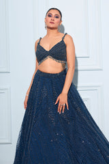 Aastha Gill In Midnight Blue Lehenga Choli Set