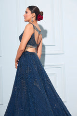 Aastha Gill In Midnight Blue Lehenga Choli Set