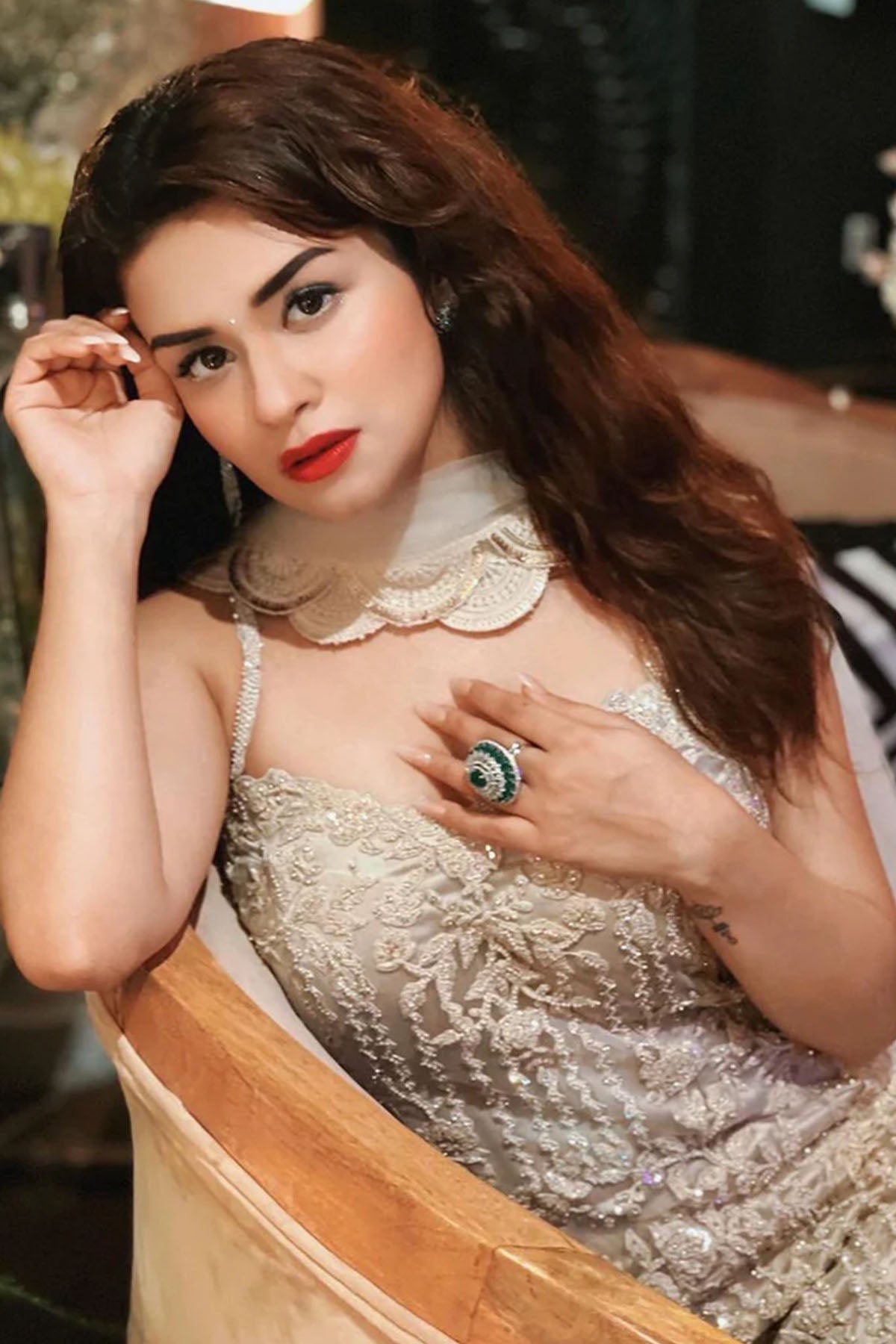 Avneet Kaur in Ivory Tulle Kurta And Dupatta With Georgette Garara Set