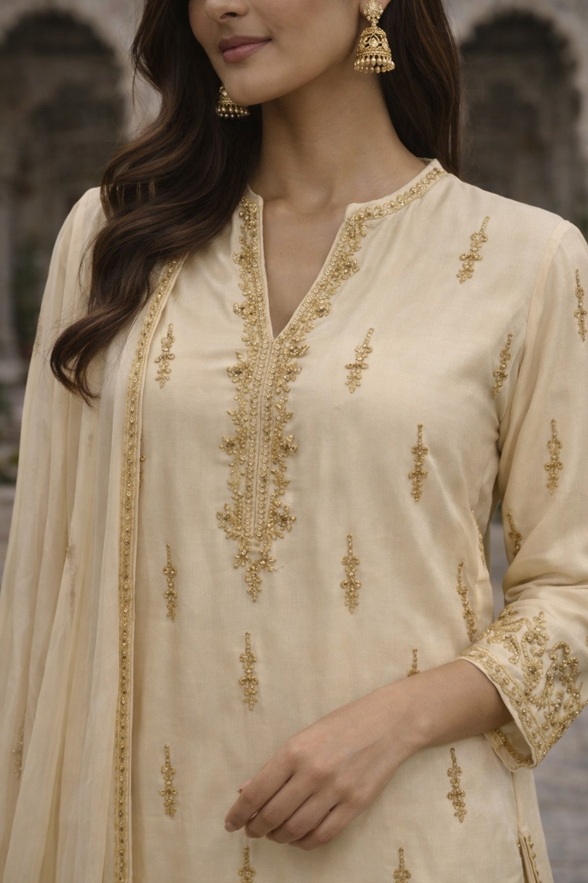 Cream Beige Palazzo Set