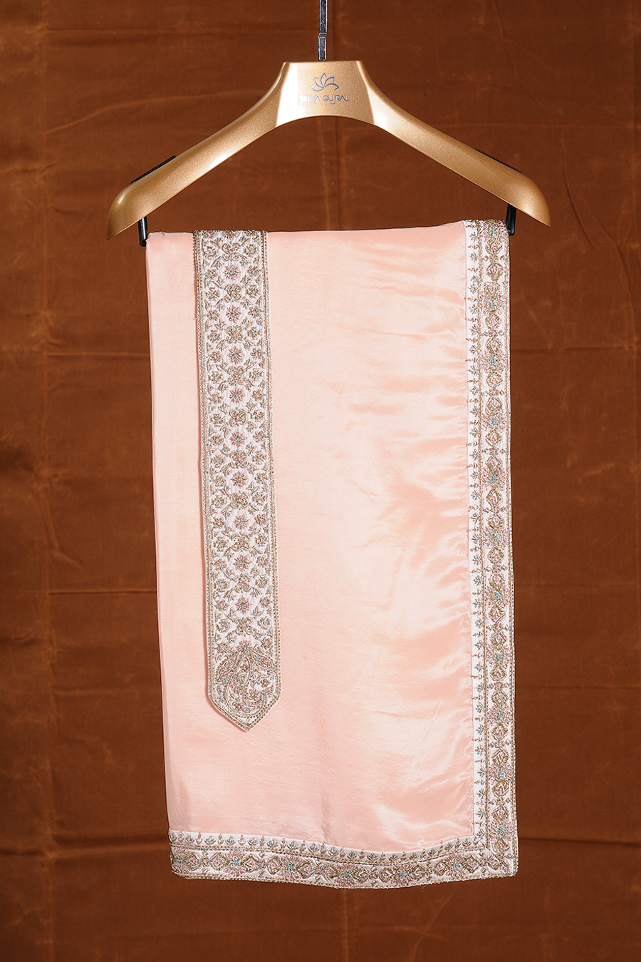 Blush Pink Tafetta Silk Embroidered Sherwani Kurta Trouser Set