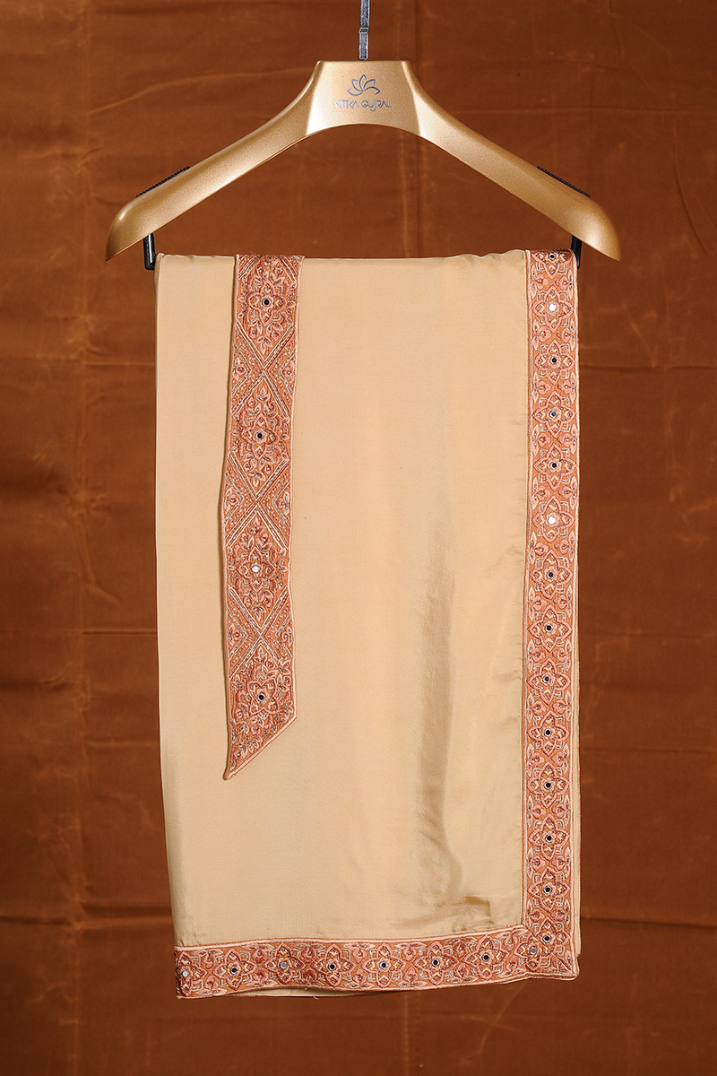 RUST MATKA SILK EMBROIDERED SHERWANI  KURTA CHURIDAR SET