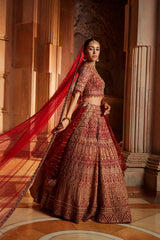 Deep Red Bridal Lehenga Choli Set