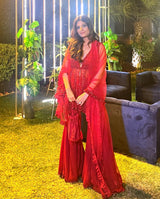 Krishna Talesara In RED SHARARA SET