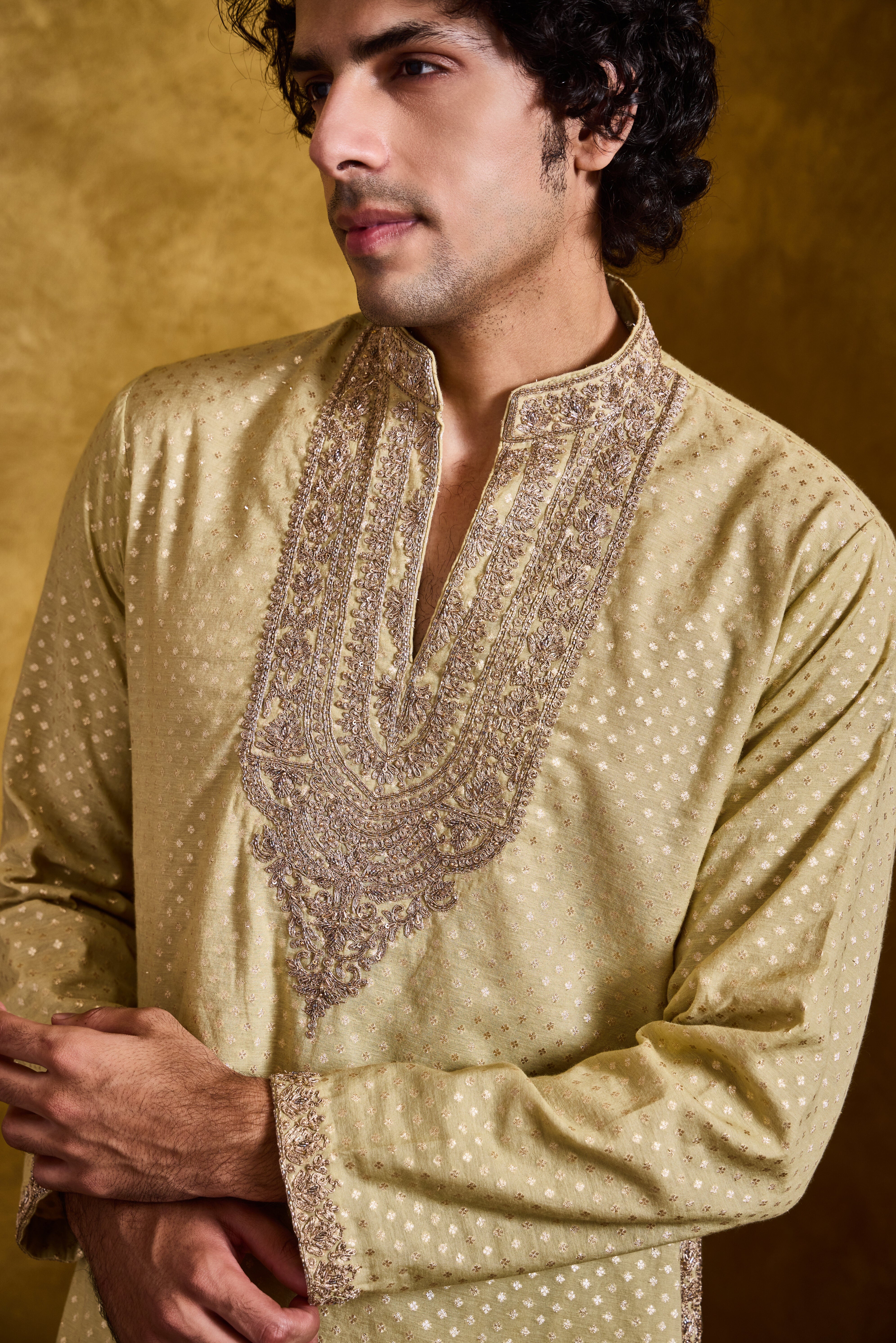 Mint Green Chanderi Booti Kurta Set