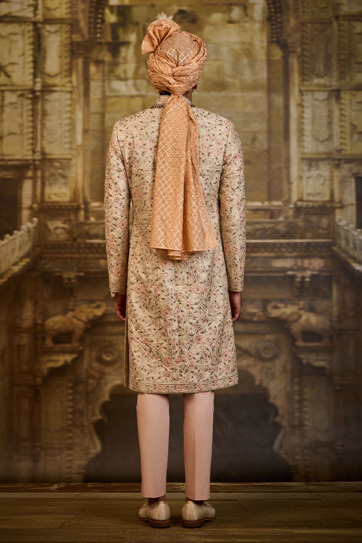 IVORY BROCADE SHERWANI SET