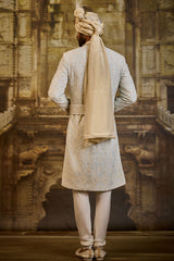 POWDER BLUE TAFFETA SHERWANI SET