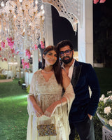 Deeksha Khurana In Cream peplum top and sharara set