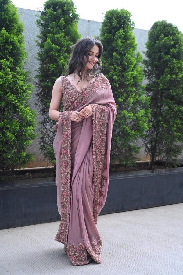 Eli AvrRam In Rose 3D Work Saree