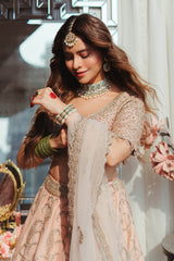 Amna Sharif In Peach Raw Silk Lehenga Set