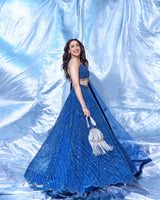 Pragya Jaiswal In Midnight Blue Lehenga Choli Set