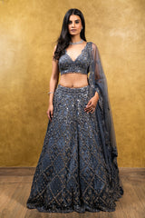 Apoorva Rampal In Charcoal Grey Tulle Lehenga
