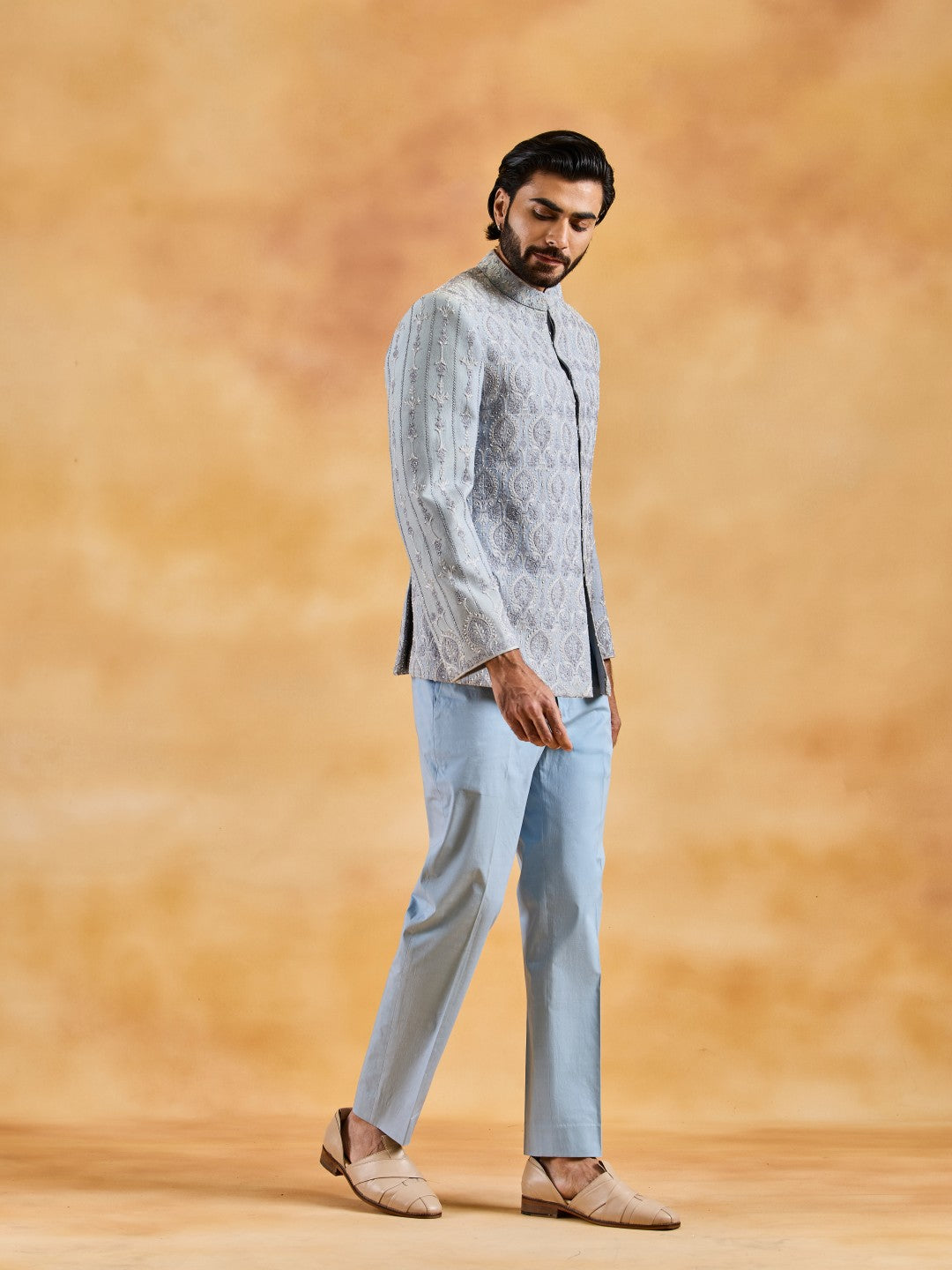 POWDER BLUE JODHPURI SUIT SET