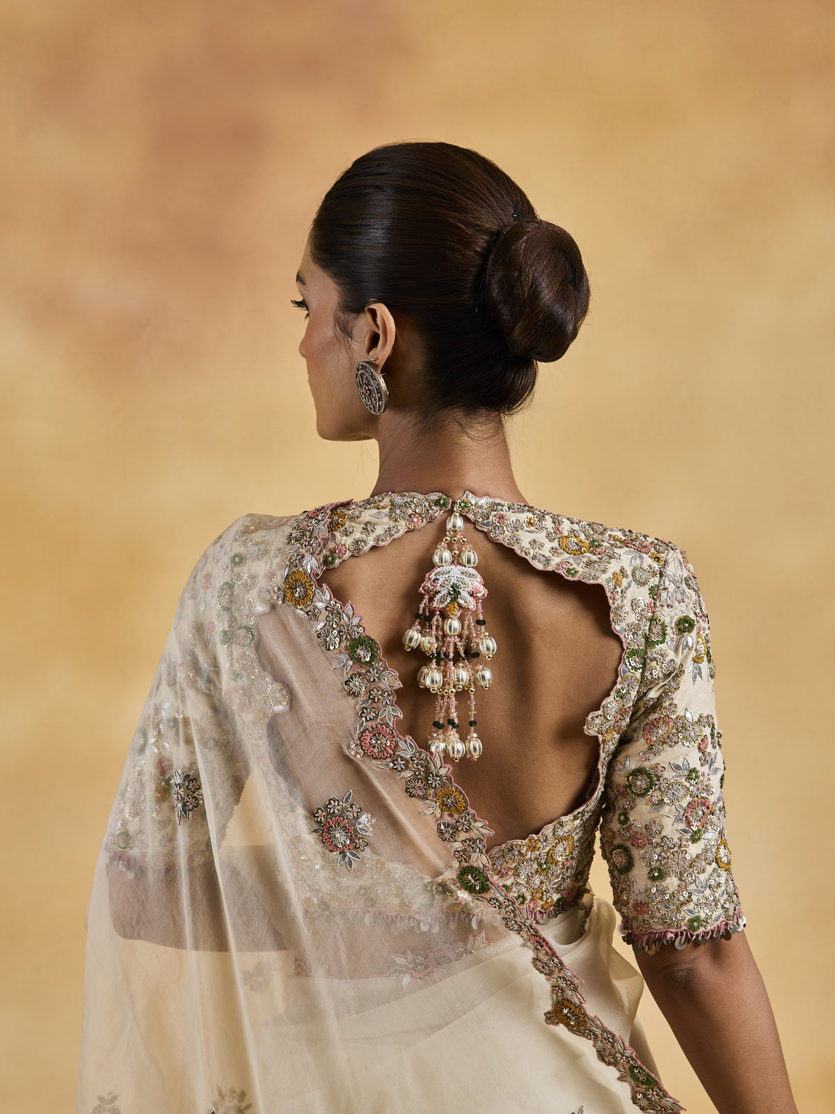 Ivory Organza Saree Set