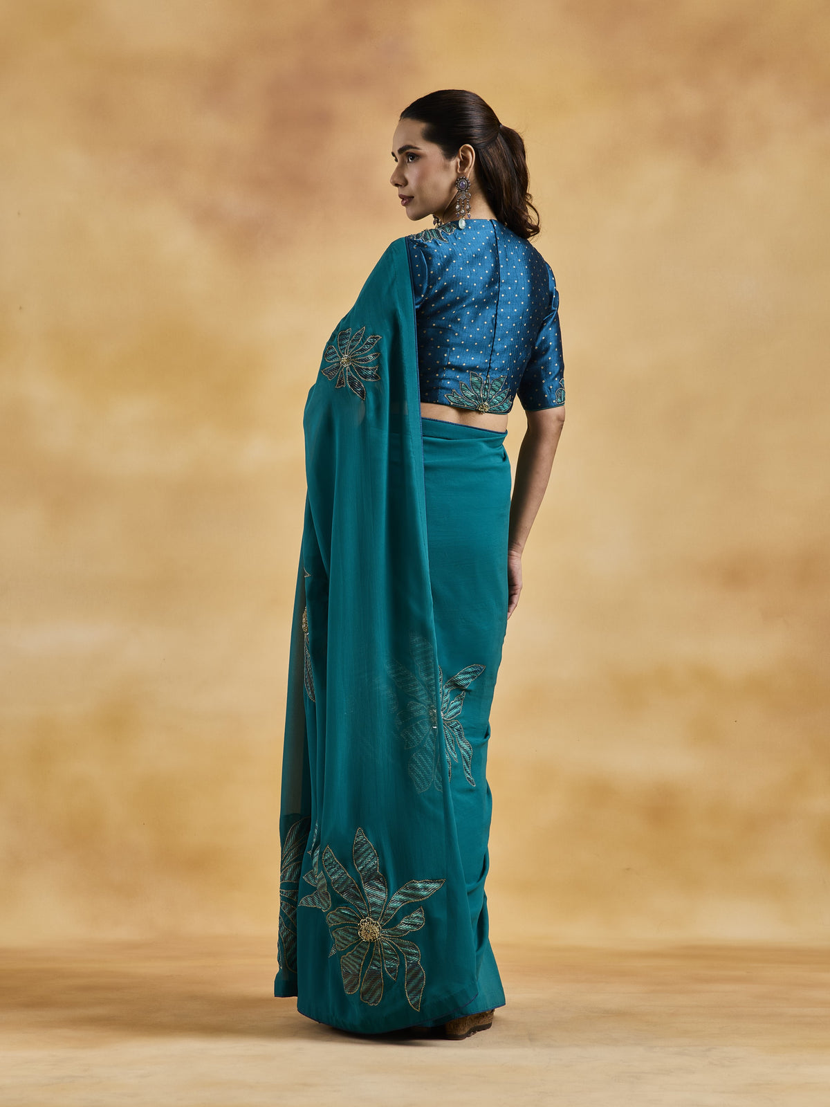 Peacock Blue Saree Set
