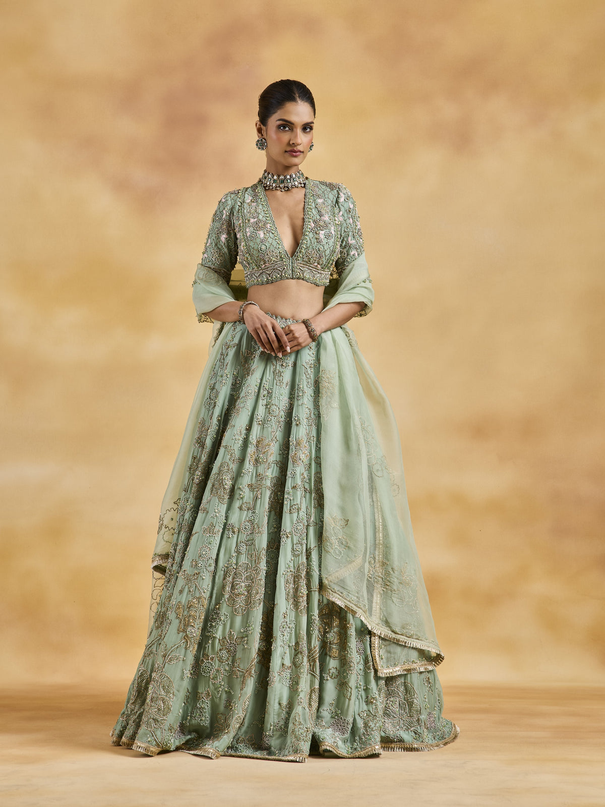 Jade Organza Lehenga Set