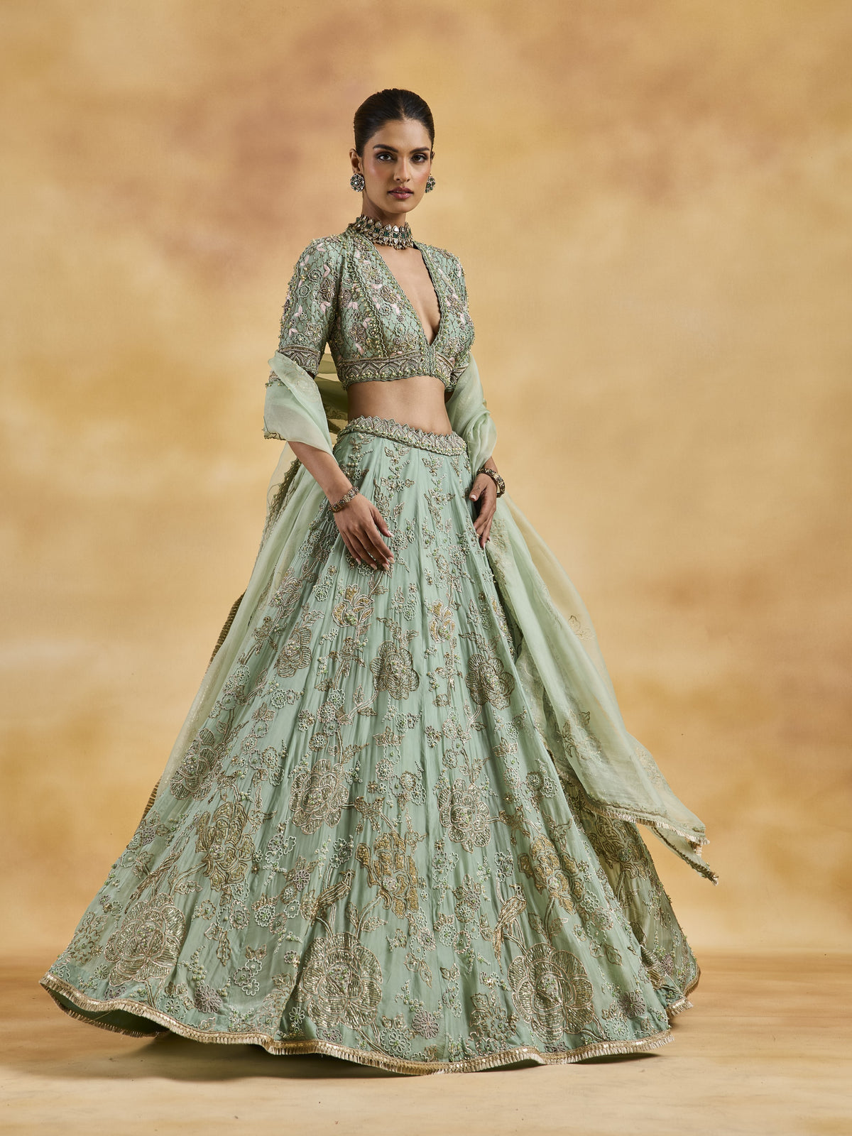 Jade Organza Lehenga Set