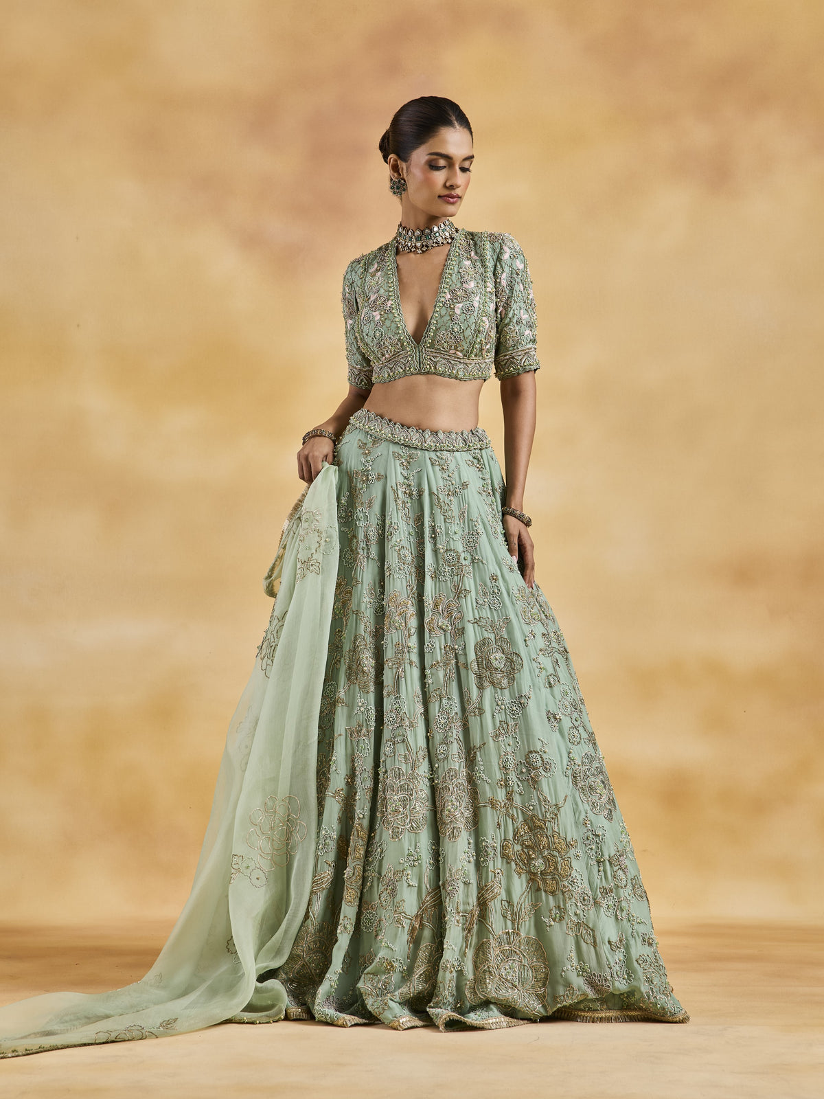 Jade Organza Lehenga Set