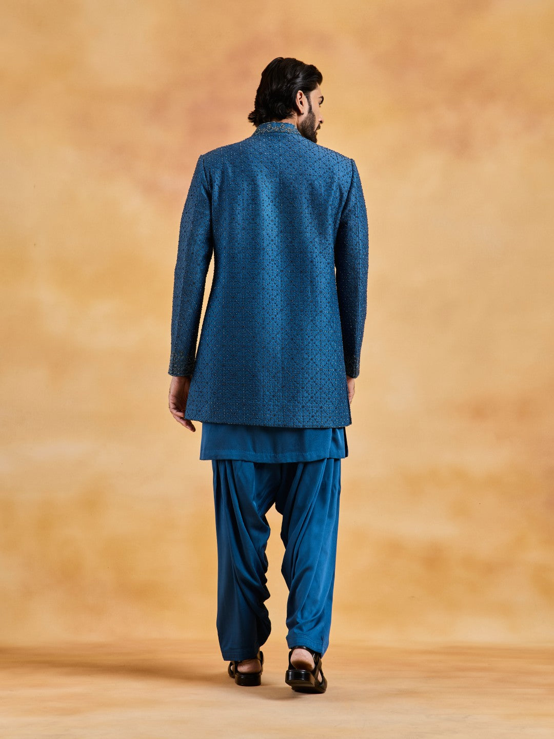 COBALT BLUE SHERWANI KURTA SALWAR SET