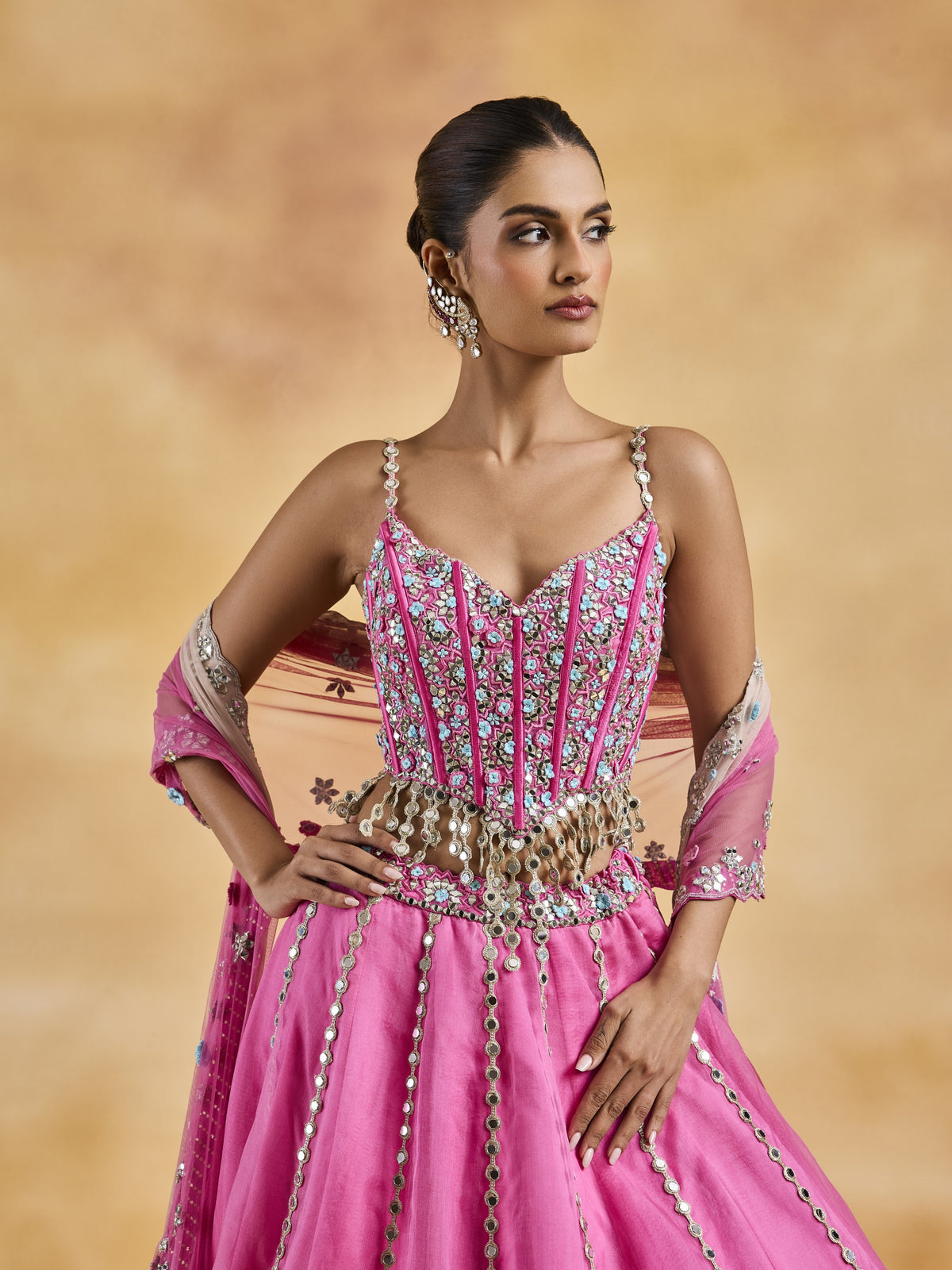 Candy Pink Organza Lehenga Set