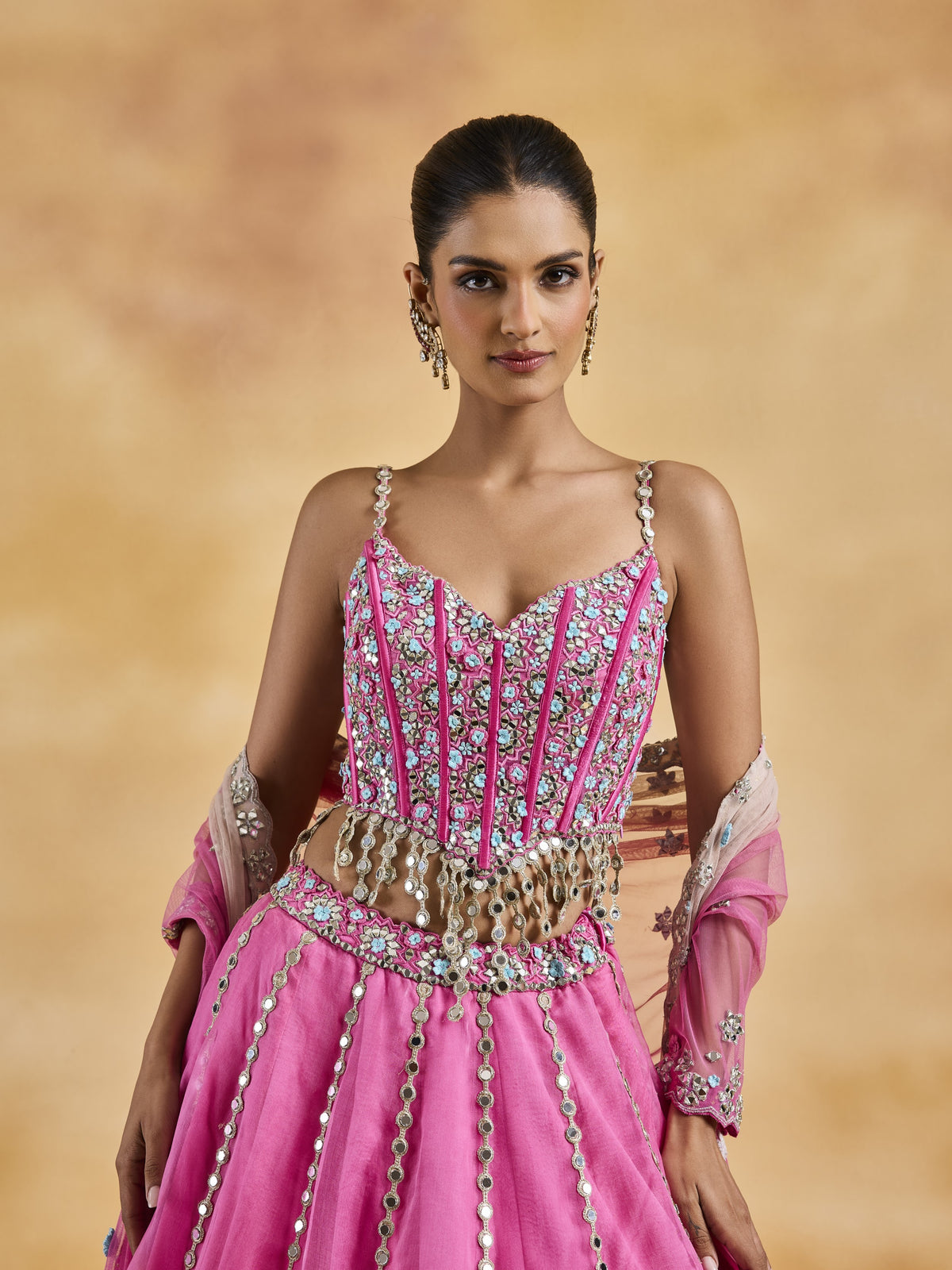 Candy Pink Organza Lehenga Set