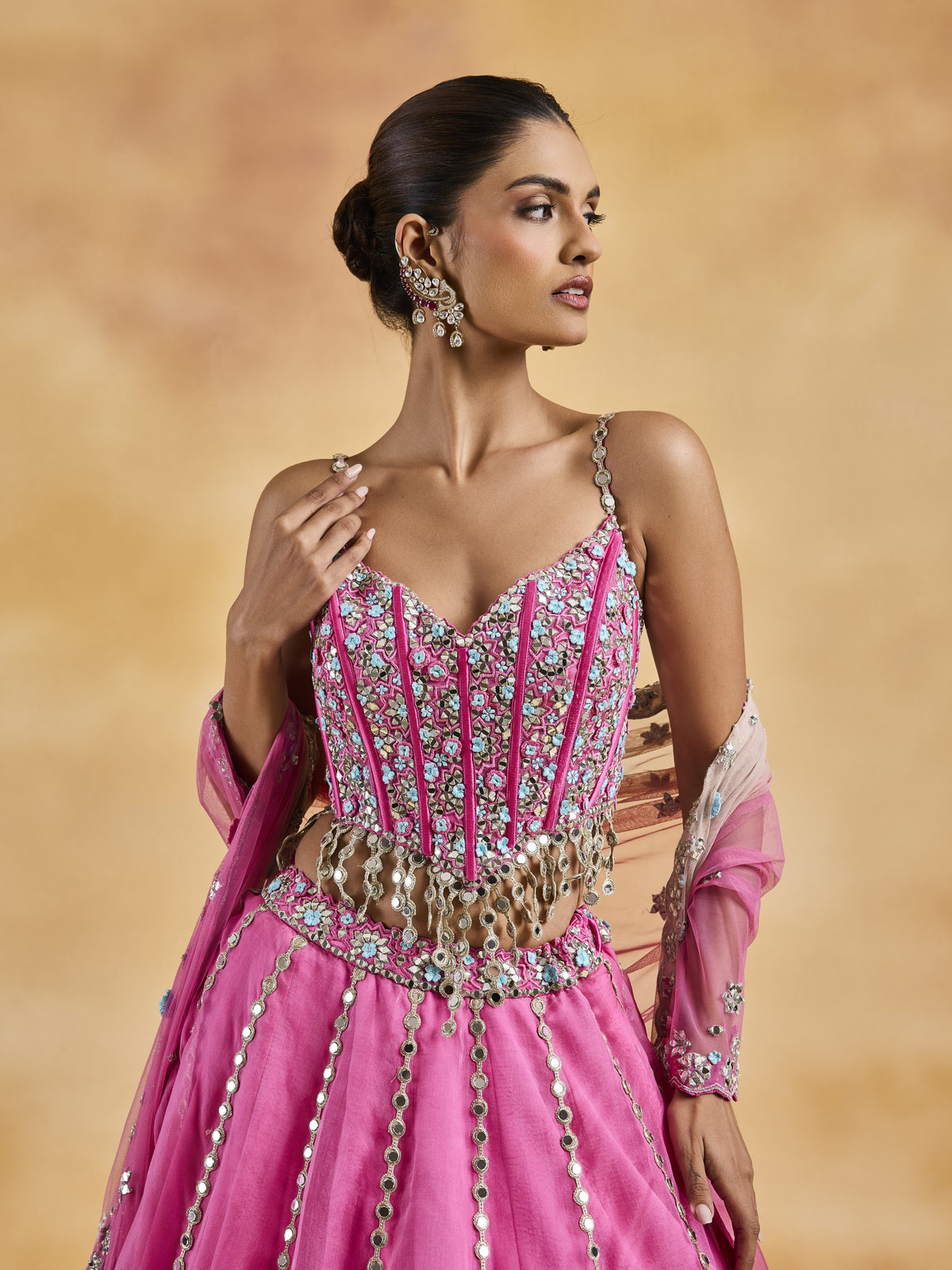 Candy Pink Organza Lehenga Set