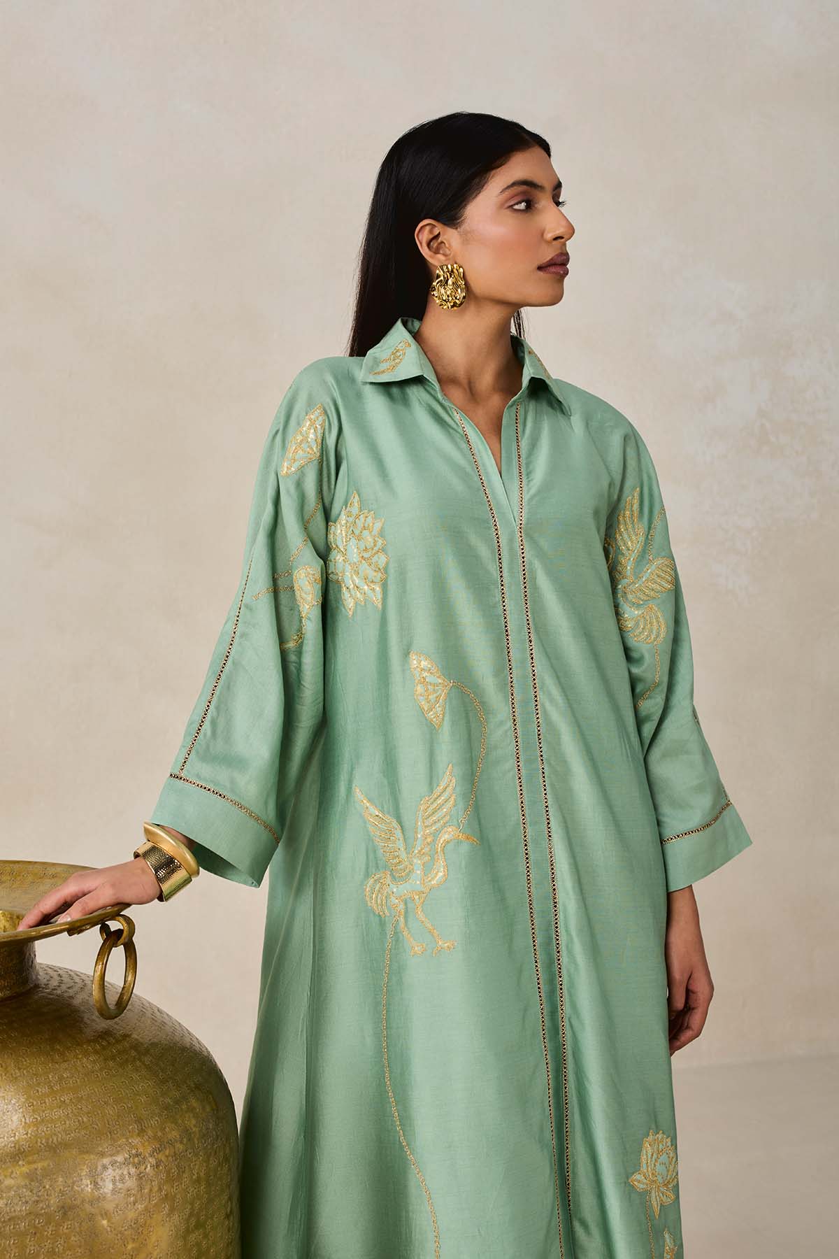 Chanderi Shirt Kurta With Salwar Set