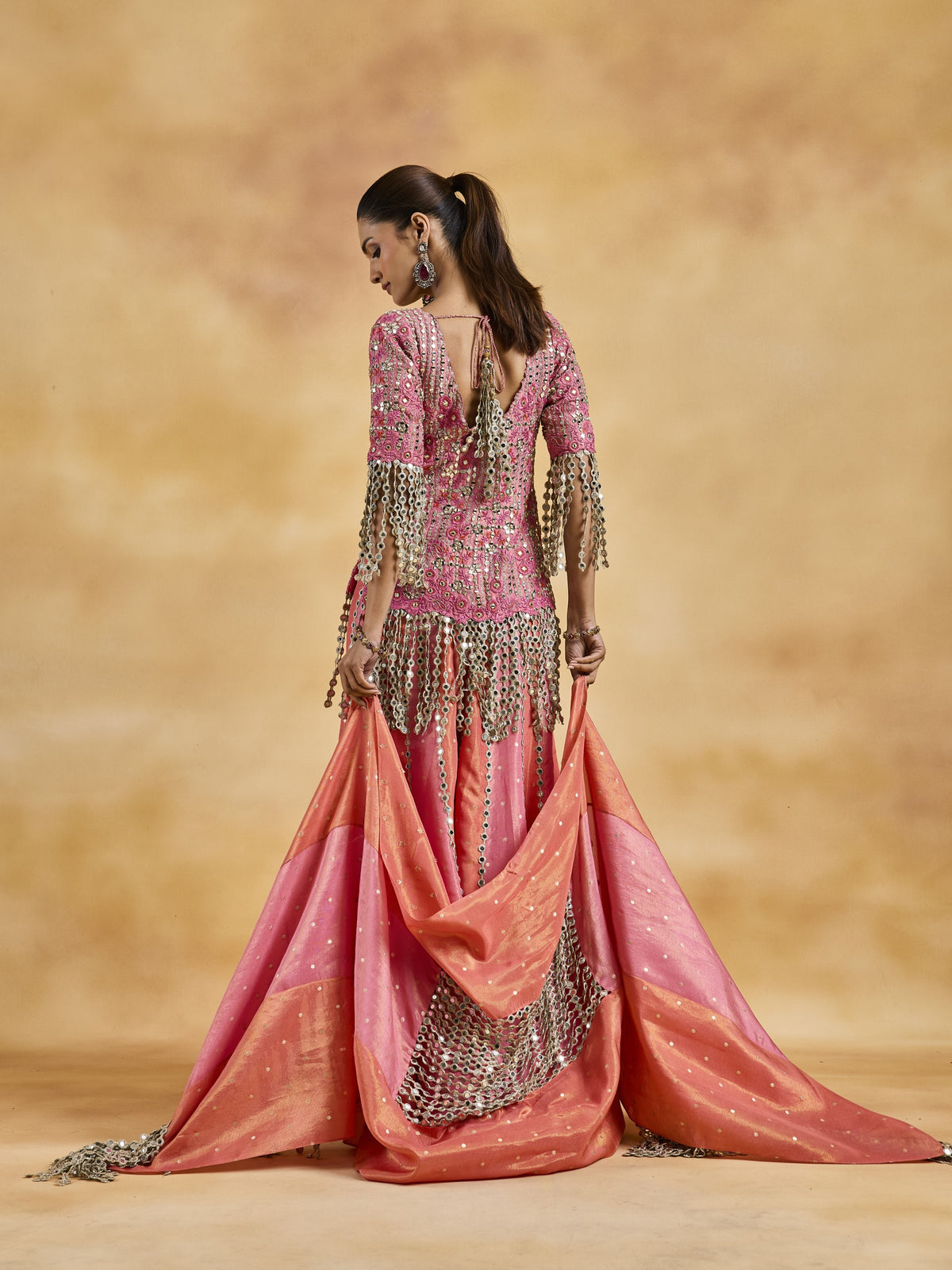 Coral and Pink Sherara Set