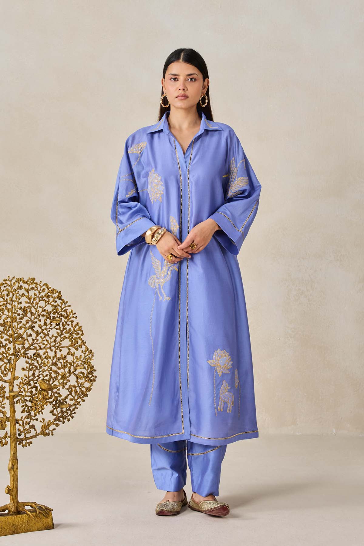Chanderi Shirt Kurta With Salwar Set
