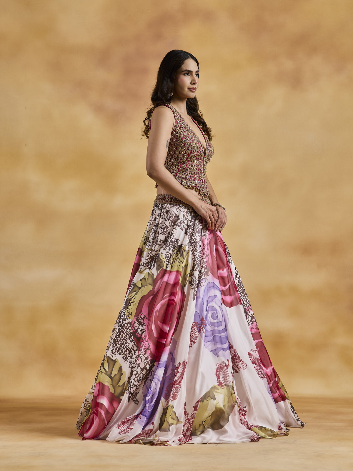 Printed Georgette Skirt Set
