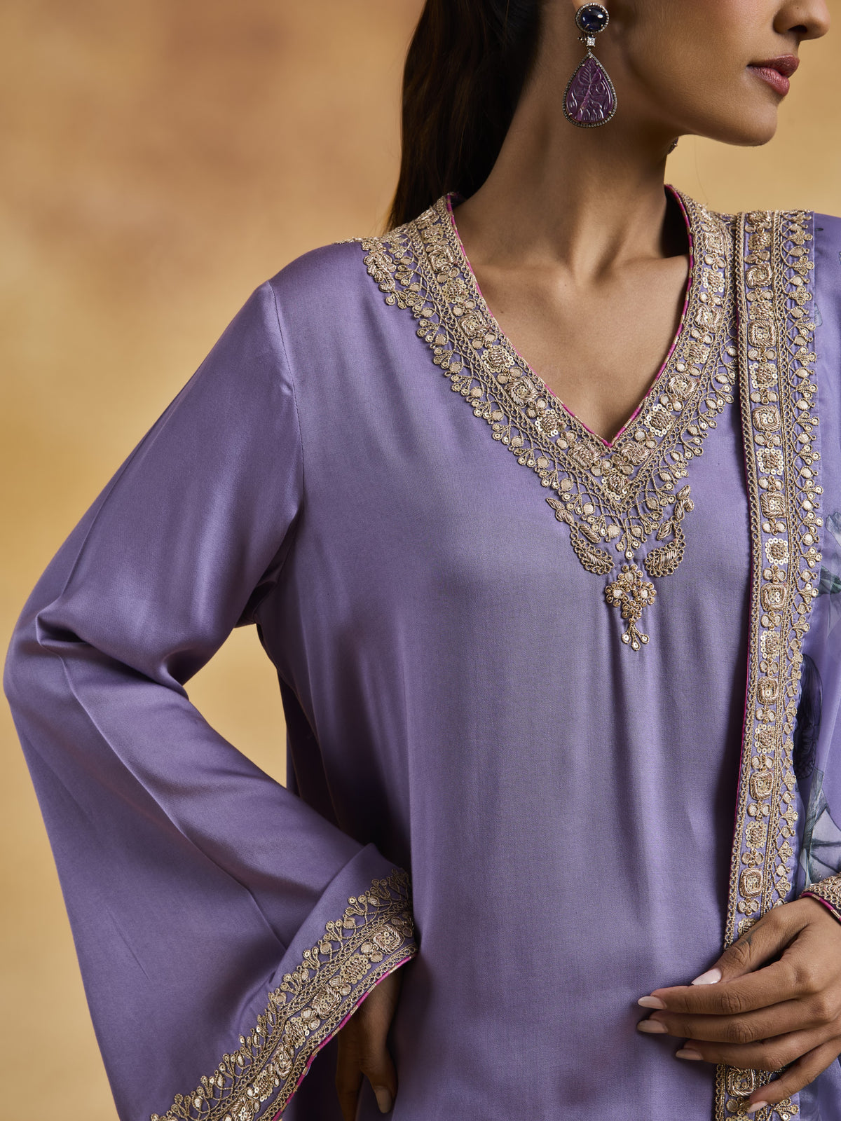 Lilac Satin Palazzo Set