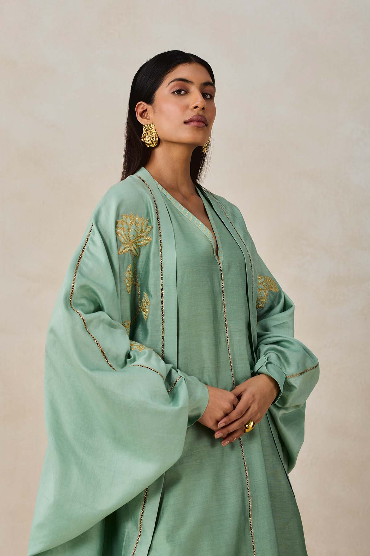 Chanderi Jacket Style Kurta With Salwar Set