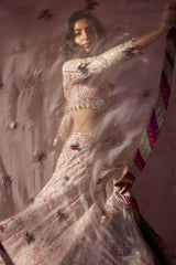 Dusty Pink Organza Lehenga Set