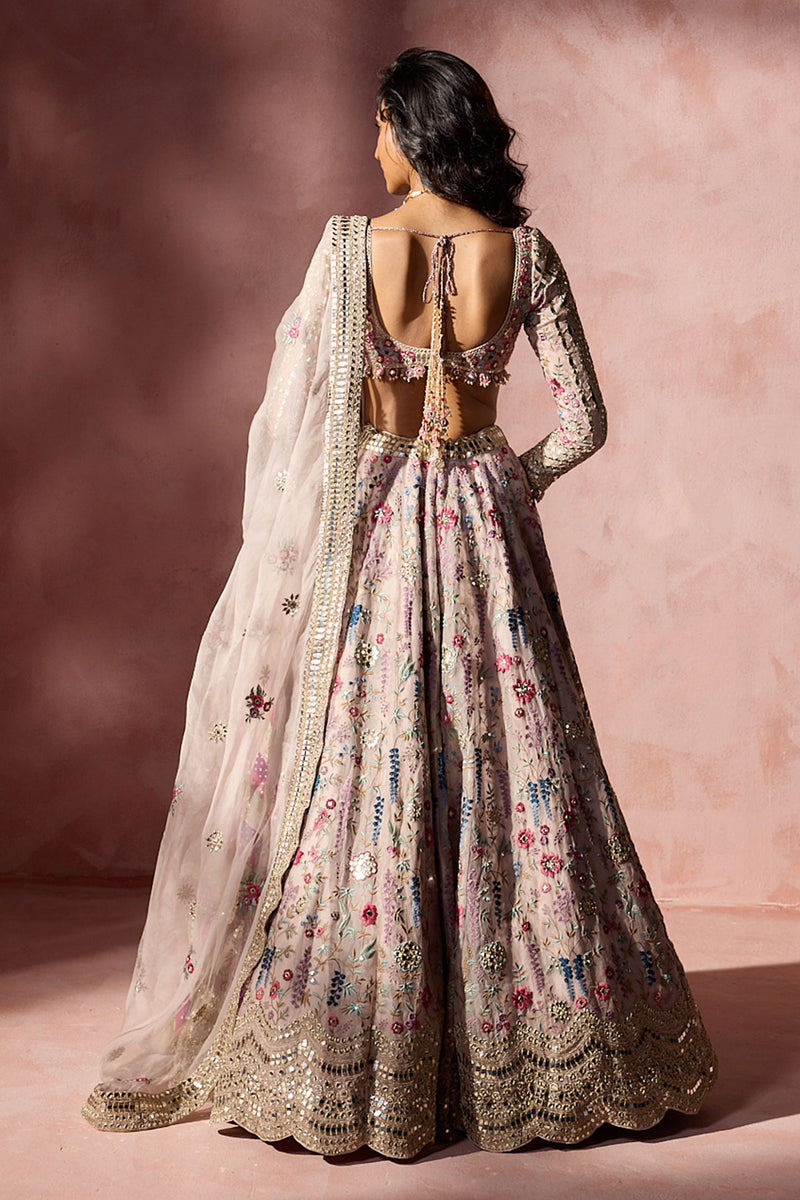 Dusty Pink Organza Lehenga Set