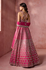 Fuchsia Pink Taffeta Lehenga Set