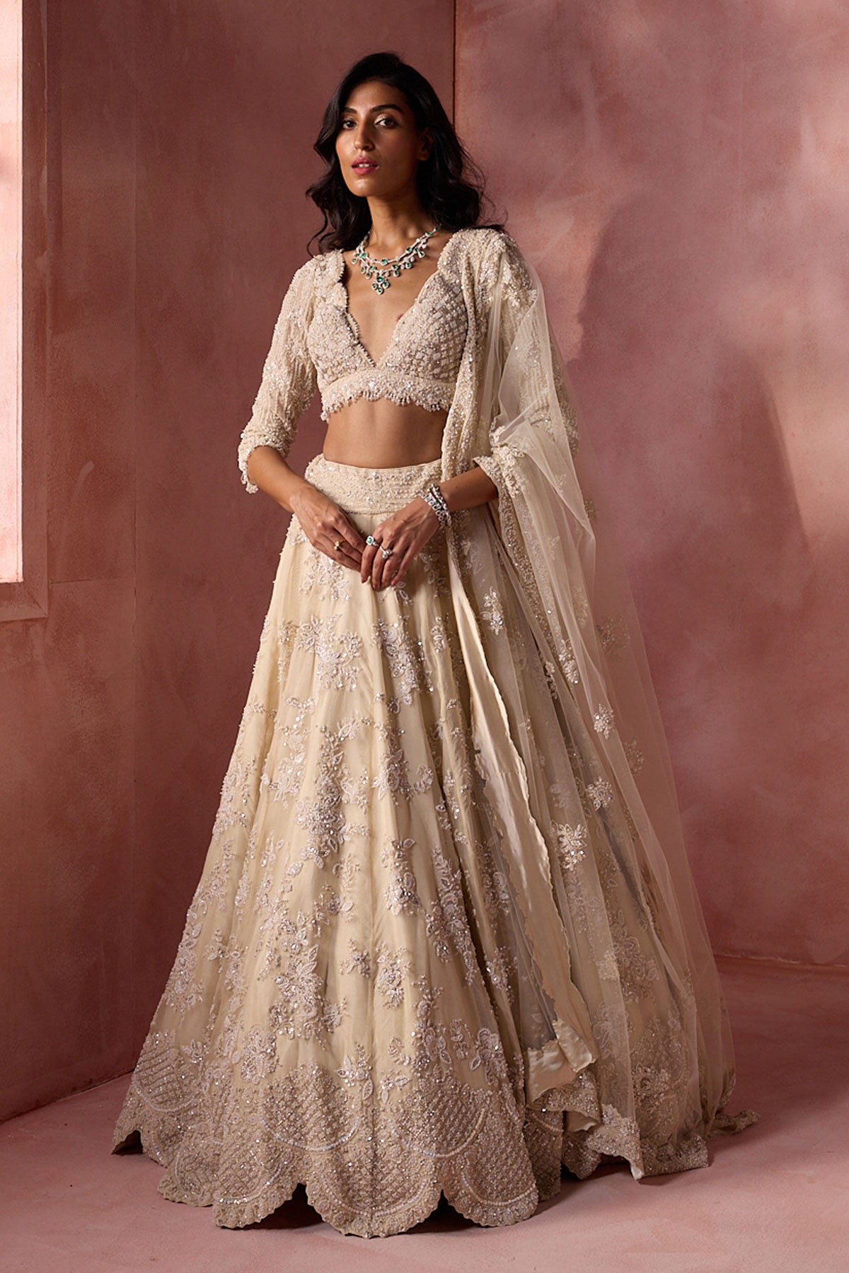 Ivory Organza Lehenga Set