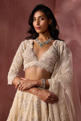 Ivory Organza Lehenga Set