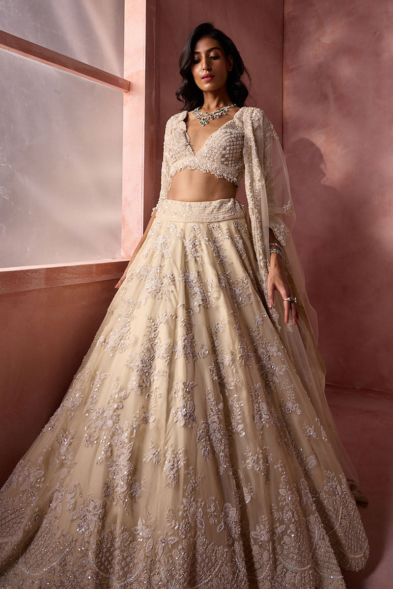 Ivory Organza Lehenga Set