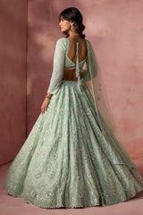 Sea Green Net Lehenga Set