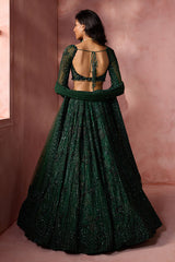 Bottle Green  Net Lehenga Set
