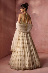 Cream Organza Lehenga Set