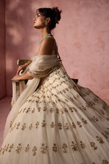 Cream Organza Lehenga Set