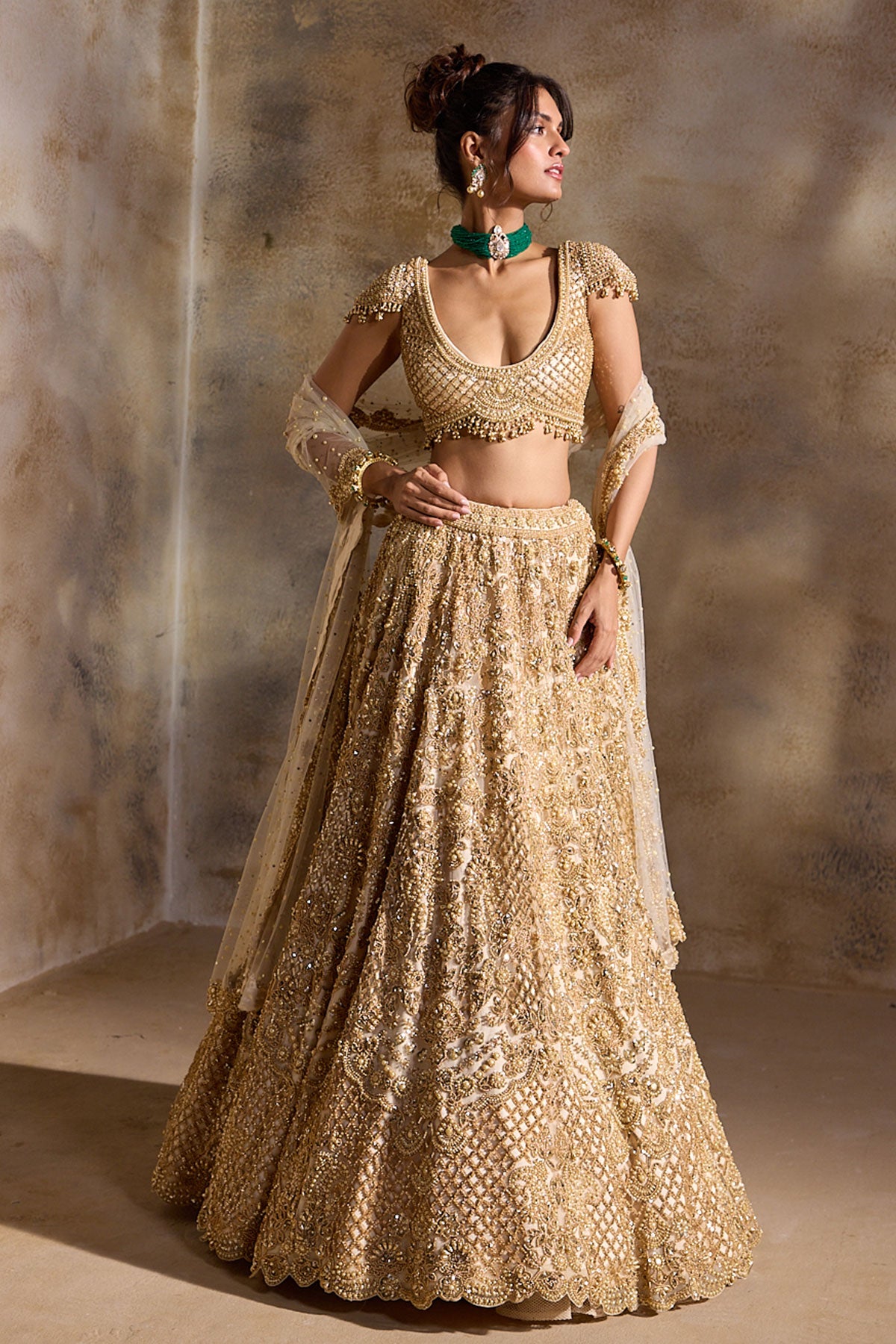 Gold Cutwork Lehenga Set
